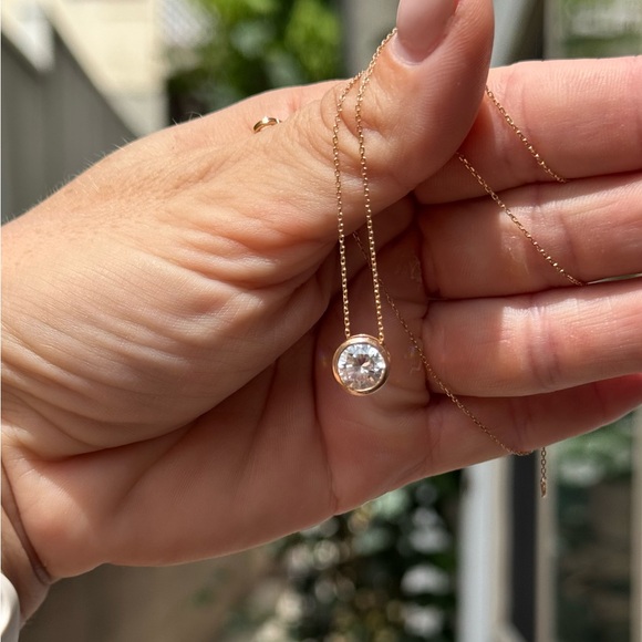 14kt Rose Gold Necklace with CZ Pendant - Picture 1 of 9